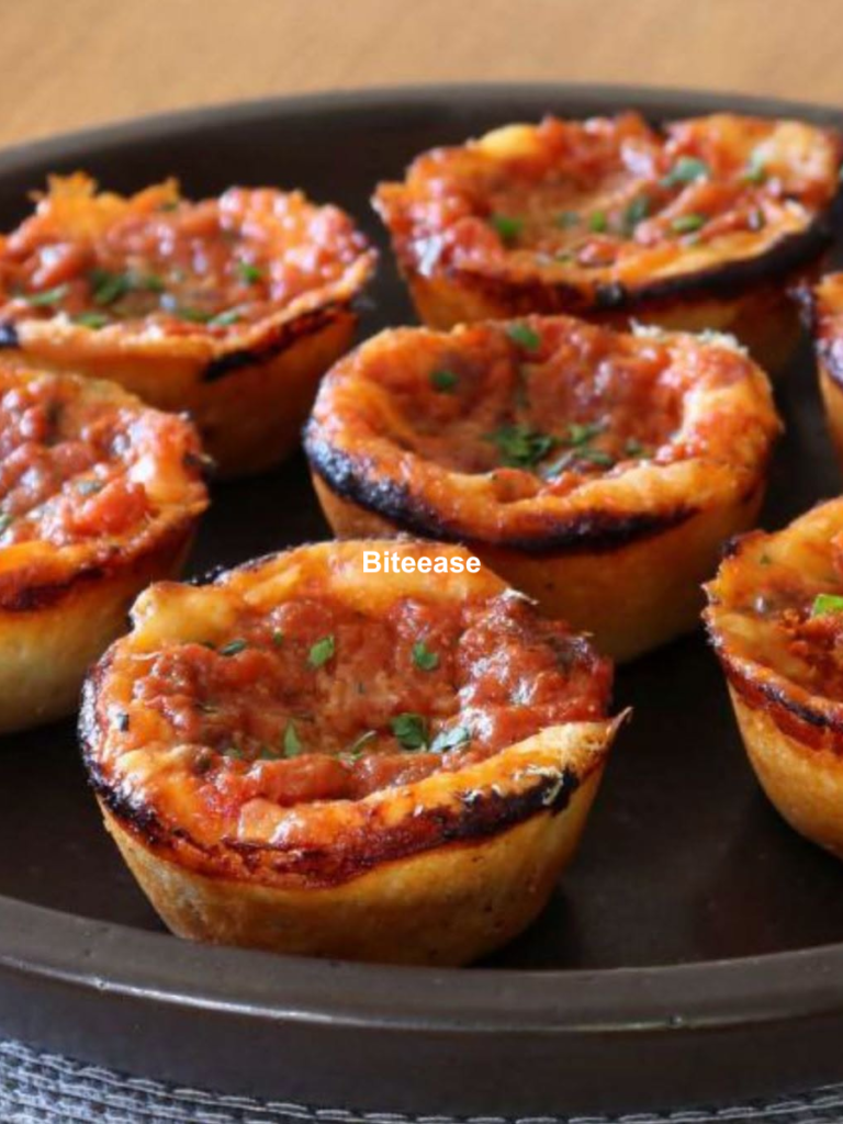 Chicago Deep-Dish Pizza Muffins – Crispy Mini Pizza Cups Loaded with Cheese and Italian Sausage