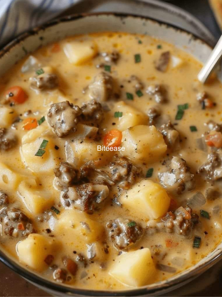 Crockpot Creamy Potato & Hamburger Soup – Rich, Hearty Comfort Food Made Easy
